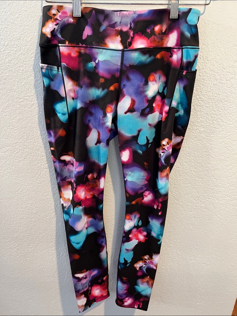 Girls' Black Multicolor Watercolor Print Leggings